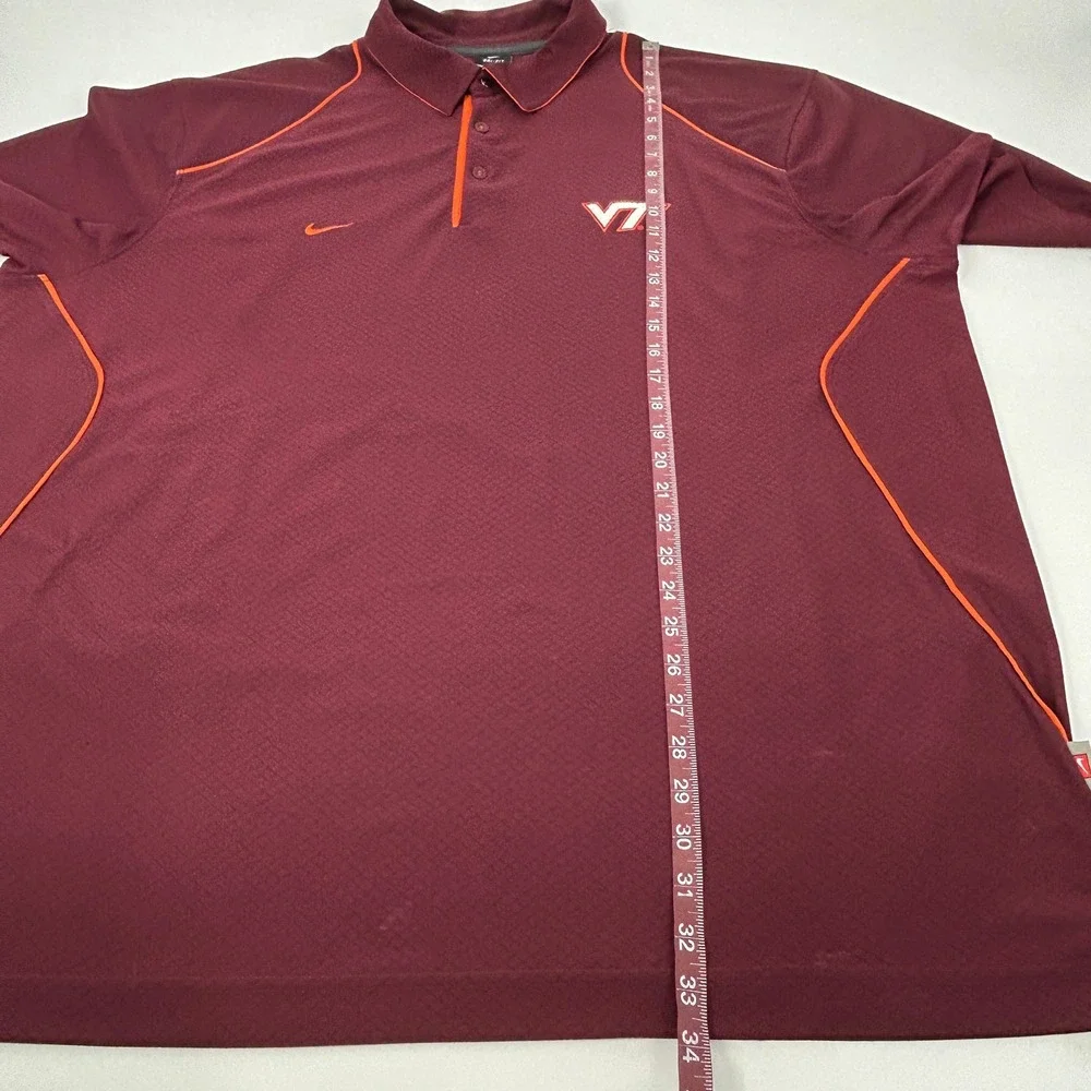 Virginia Tech Hokies Shirt Men's 3XL Maroon‎ Nike Dri-Fit VT Short Sleeve Polo